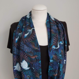 Tricot colsjaal  (blauw | vogels)