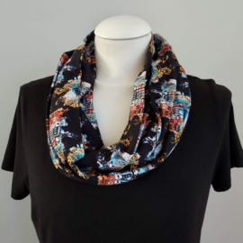 Tricot colsjaal  (zwart| grachtenpanden)