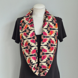 Viscose-Linnen cirkelsjaal (roze | aquarel print)