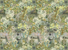 Satijnen 3-hoek sjaal (groen | paisley, bloemen)