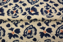 Viscose-Linnen cirkelsjaal (blauw | Roses are bleu)