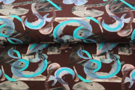 Tricot colsjaal  (bruin | abstract)