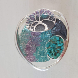 Magneet broche (aqua | aarde, levensboom)