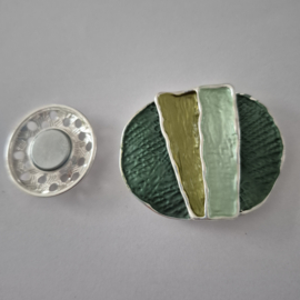 Magneet broche (groen | ovaal, streep)