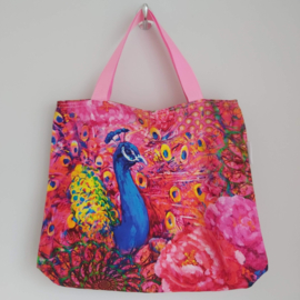 Canvas tas met rits (roze | pauw)