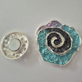 Magneet broche (groen | roos)