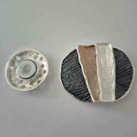 Magneet broche (Grijs, beige | ovaal streep)