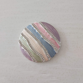 Magneet broche (regenboog kleuren | rond, strass steentjes)