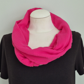 Katoenen mousseline colsjaal (fuchsia| effen)