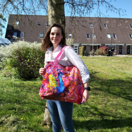 Canvas tas met rits (roze | pauw)