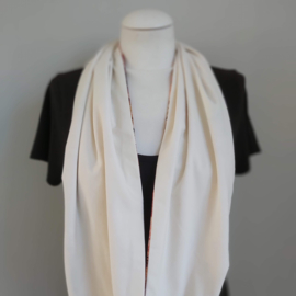 Tricot colsjaal reversible (wit, multicolor roze | bloemen)