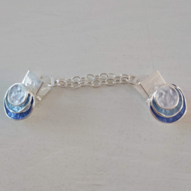 Zilverkleurige vestclip (zilver, blauw | rondjes)