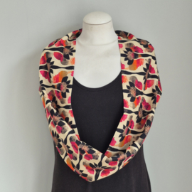 Viscose-Linnen cirkelsjaal (roze | aquarel print)