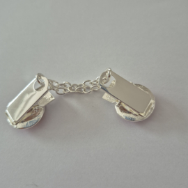 Zilverkleurige vestclip (zilver, roze | rondjes)