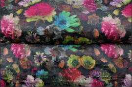 Imitatie bont asymmetrische sjaal (multi color | bloemen)