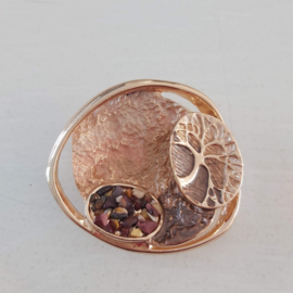 Magneet broche (bruin | aarde, levensboom)