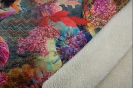 Imitatie bont asymmetrische sjaal (multi color | bloemen, abstract)