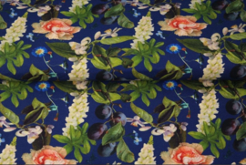 Tricot colsjaal  (blauw | bloemen, blaadjes)