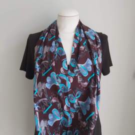Tricot colsjaal  (bruin | abstract)