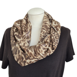 Polyester voile colsjaal CS244 (bruin | luipaard print met glans)