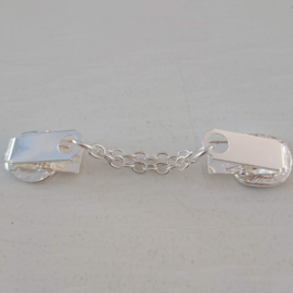 Zilverkleurige vestclip (zilver, blauw, vierkant)