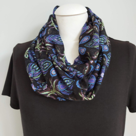 Tricot colsjaal  (zwart | bloemen, abstract)