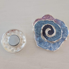Magneet broche (blauw | roos)