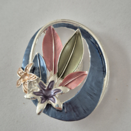 Magneet broche (multicolor |ovaal bloemen, blaadjes)