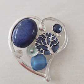 Magneet broche (blauw | hart)