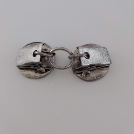 Zilverkleurige vestclip ring (antiek zilver | levensboom 1)