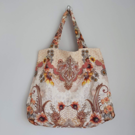 Canvas tas reversible (zandkleur | bloemen)