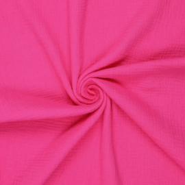 Katoenen mousseline colsjaal (fuchsia| effen)