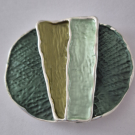 Magneet broche (groen | ovaal, streep)
