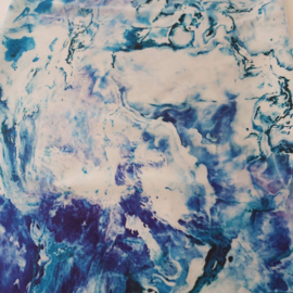 Satijnen langwerpige sjaal (blauw | marble)