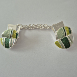 Zilverkleurige vestclip (groen | asymmetrische rondjes)