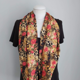 Tricot colsjaal ( zwart, oker | panter print, bloemen)