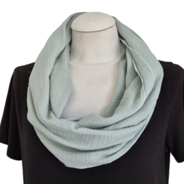 Katoenen mousseline colsjaal (groen | effen)