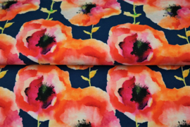 Tricot colsjaal  (blauw, multi color | klaprozen)