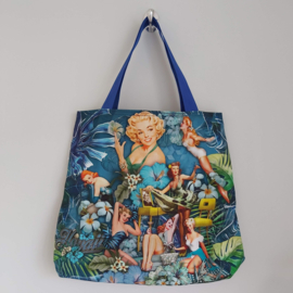 Canvas tas met rits (blauw | Marlyn Monroe)