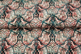 Tricot colsjaal  (rood, zwart | abstract)
