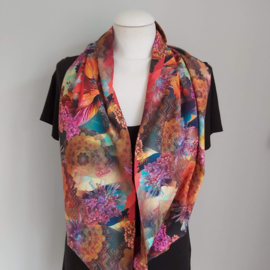 Tricot colsjaal  (multi color | bloemen, abstract)