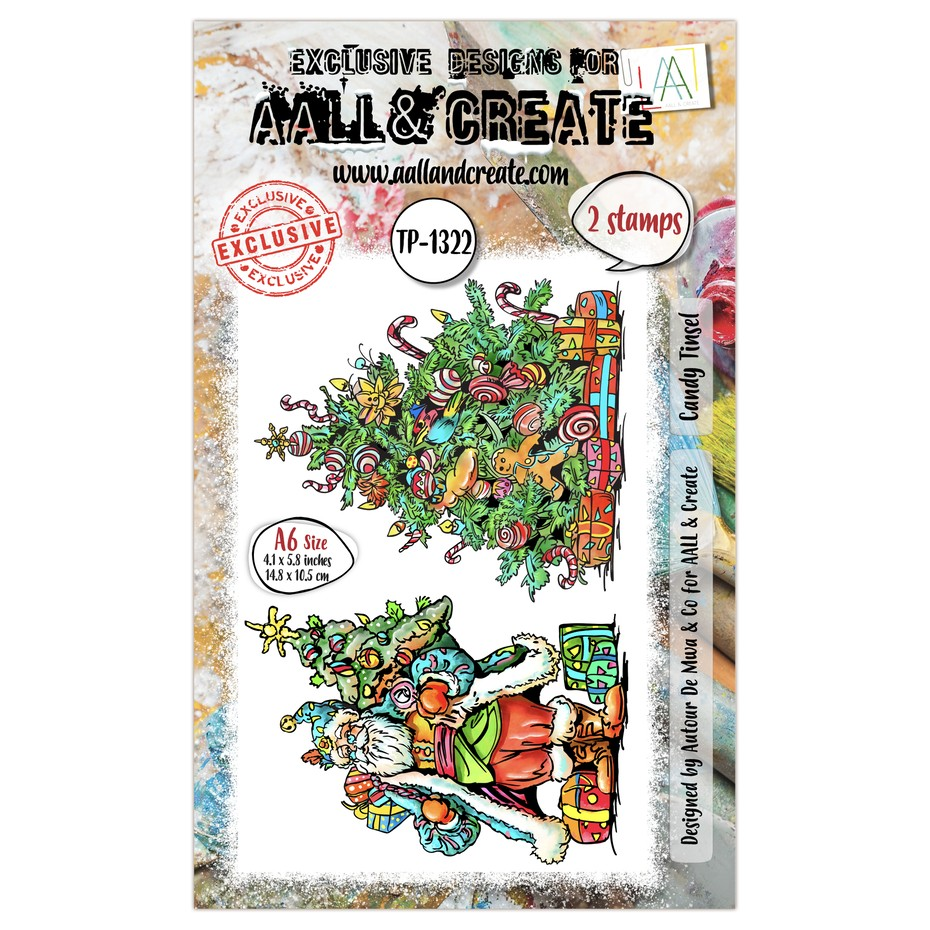 Santa's Sidekicks A6 Stamp Set Candy Tinsel