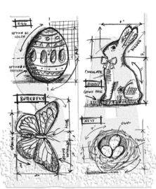 Easter Blueprint Tim Holtz Cling Stamps