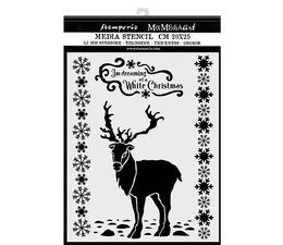 Thick Stencil 20x25cm White Christmas Deer