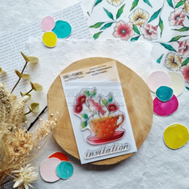 TASSE FLEURIE CLEAR stamp A7