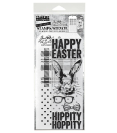 Hipster Bunny Tim Holtz Clear Stamp and Stencil