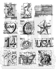 Mini Blueprints #2 Tim Holtz Cling Stamps
