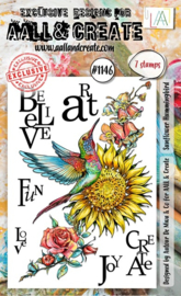 1146 - A6 STAMP SET - SUNFLOWER HUMMINGBIRD