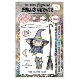 Witchlets & Weirdlings A7 Stamp Set Free Broom Rides