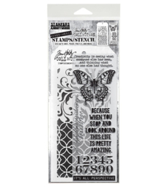 Mixed Media #15 Tim Holtz Clear Stamp and Stencil
